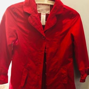 Red ruffle spring coat